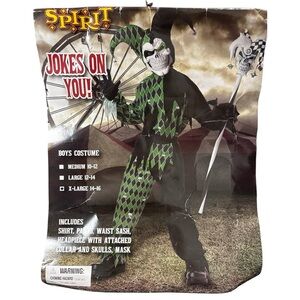 Spirit Jokes on You Halloween Costume Boys Youth XL 14-16 Jester Joker Skeleton